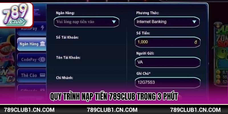 Nạp Tiền 789Club – Hướng Dẫn Nạp Tiền An Toàn Chỉ Mất 3 Phút 2 Các bước nạp tiền 789Club chỉ sau vài phút